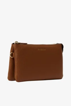 Saben Tilly Multi Pocket Tan Leather Crossbody Clutch