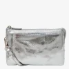 Saben Tilly Silver Crinkle Leather Crossbody Bag