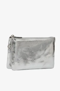 Saben Tilly Silver Crinkle Leather Crossbody Bag