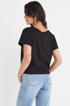 Humble + Heart Timely Black Tie Front Organic Tee