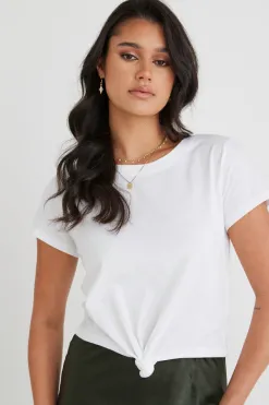 Humble + Heart Timely White Tie Front Organic Tee