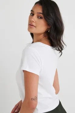 Humble + Heart Timely White Tie Front Organic Tee