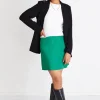 Georgia Mae Tipsy Palm Green Satin Bias Mini Skirt
