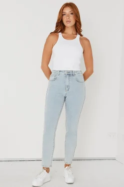 Among the Brave Tommy Acid Wash High Waist Straight Leg Jean