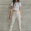 Among the Brave Tommy Ecru High Waist Straight Leg Jean