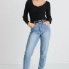 Among the Brave Tommy Mid Blue High Waist Straight Leg Jean