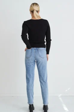 Among the Brave Tommy Mid Blue High Waist Straight Leg Jean