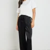 Stories be Told Townie Black Satin Side Stripe Elastic Waist Pants