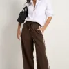 Stories be Told Townie Chocolate Stripe Side Tape Wide Leg Pants