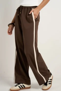 Stories be Told Townie Chocolate Stripe Side Tape Wide Leg Pants