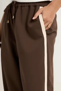 Stories be Told Townie Chocolate Stripe Side Tape Wide Leg Pants