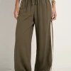 Stories be Told Townie Olive Stripe Side Tape Wide Leg Pants