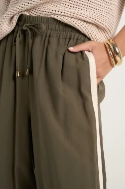 Stories be Told Townie Olive Stripe Side Tape Wide Leg Pants