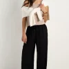 Stories be Told Townie Onyx Velvet Stripe Side Wide Leg Pants