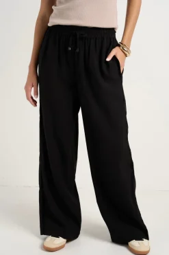 Stories be Told Townie Onyx Velvet Stripe Side Wide Leg Pants