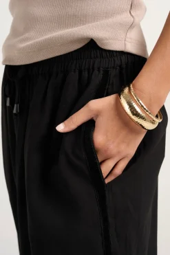 Stories be Told Townie Onyx Velvet Stripe Side Wide Leg Pants