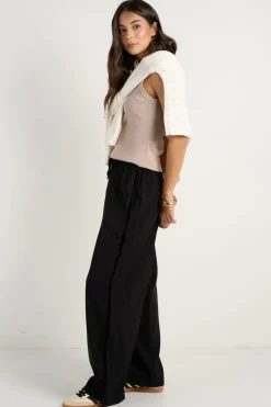 Stories be Told Townie Onyx Velvet Stripe Side Wide Leg Pants