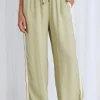 Stories be Told Townie Sage Stripe Side Tape Wide Leg Pants