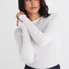 Among the Brave Trace White Sheer LS Knit Top