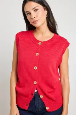 Stories be Told Trait Cherry Crewneck Knitted Vest Top