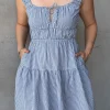 Love Lulu Tricky Blue Gingham Sleeveless Mini Dress