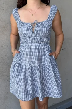 Love Lulu Tricky Blue Gingham Sleeveless Mini Dress