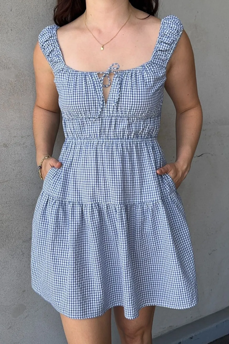 Love Lulu Tricky Blue Gingham Sleeveless Mini Dress