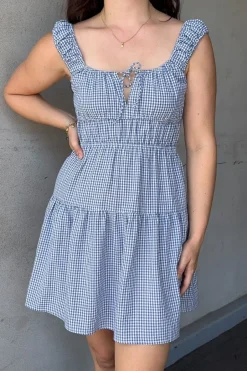 Love Lulu Tricky Blue Gingham Sleeveless Mini Dress