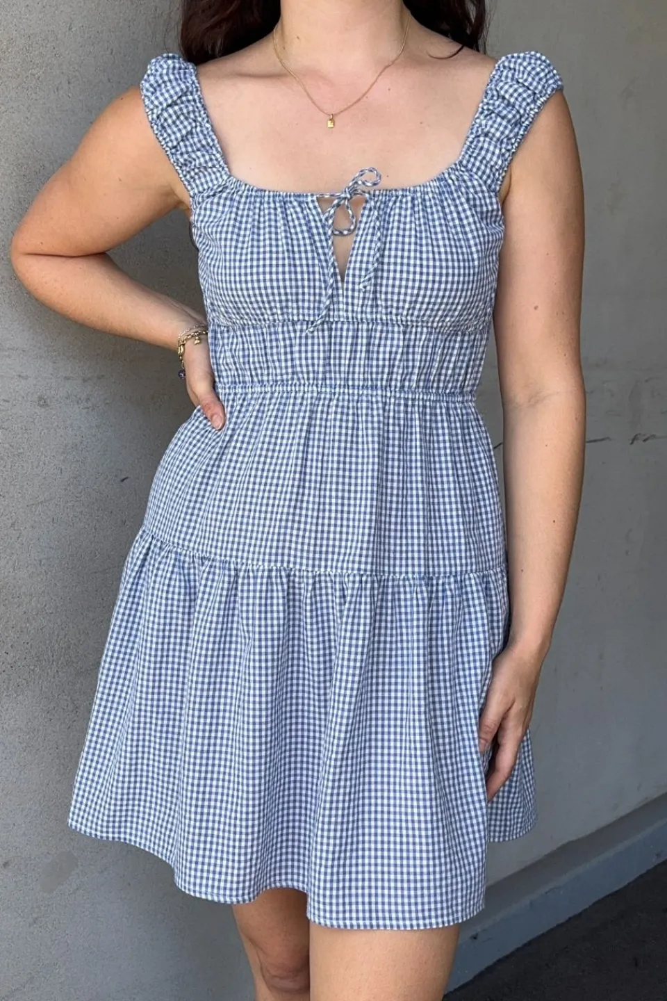 Love Lulu Tricky Blue Gingham Sleeveless Mini Dress