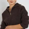 Stories be Told Trinket Chocolate Quater Zip Cable Jumper