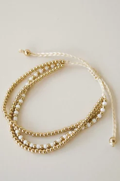 Humble + Heart Triple Bead Gold White Gold Bracelet