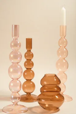 Willow u0026 Mae Triple Flat Bubble Brown 13cm Glass Vase