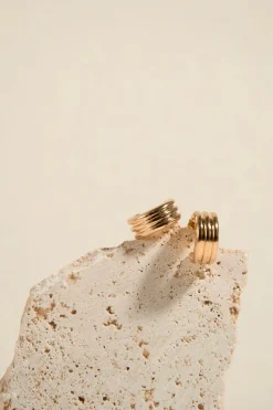 Humble + Heart Triple Ridge EOL Gold Huggie Earring