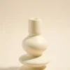 Flo's Home Triple Stacked Matt Ivory 16cm Taper Candle Holder