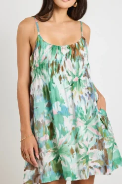 Love Lulu Tropic Jungle Strappy Tiered Mini Dress