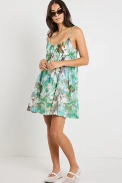 Love Lulu Tropic Jungle Strappy Tiered Mini Dress