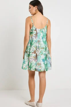 Love Lulu Tropic Jungle Strappy Tiered Mini Dress
