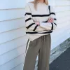 Stories be Told True Oat Black Stripe Crew Knit Jumper