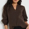 Among the Brave Truth Chocolate Collar Chunky Knit Jumper