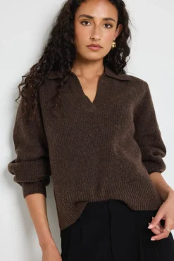 Among the Brave Truth Chocolate Collar Chunky Knit Jumper