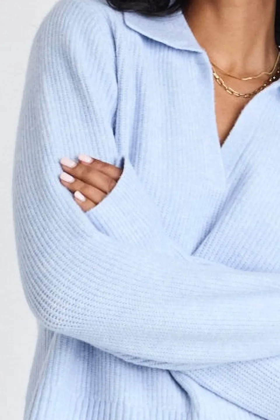 Among the Brave Truth Ice Blue Collar Chunky Knit Jumper
