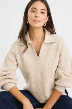 Among the Brave Truth Oat Collar Chunky Knit Jumper