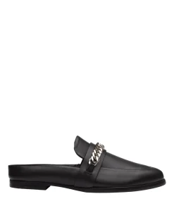Solsana Tuesday Silver Chain Black Leather Slide