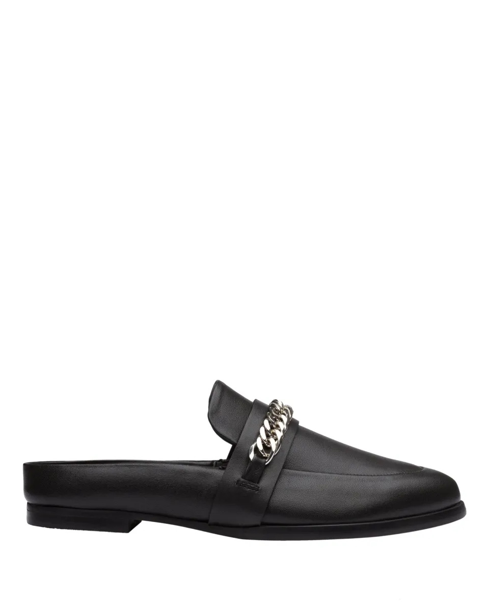 Solsana Tuesday Silver Chain Black Leather Slide