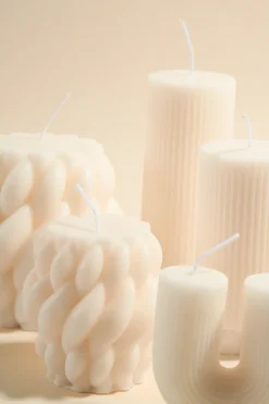Flo's Home Twisted Raindrop Large Handmade Soy Ivory Candle