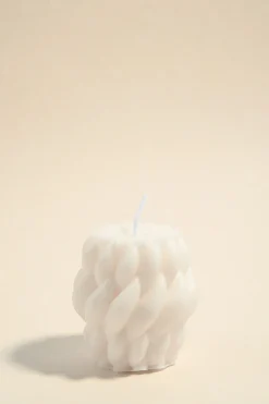 Flo's Home Twisted Raindrop Small Handmade Soy Ivory Candle