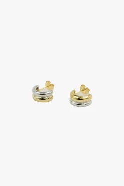 Brie Leon Two Tone 18k Gold Plated Curve Earrings