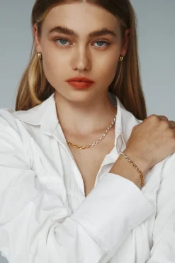 Brie Leon Two Tone 18k Gold Plated Curve Earrings