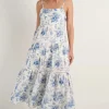 Ivy + Jack Universe Porcelain Print Tie Back Strappy Maxi Dress