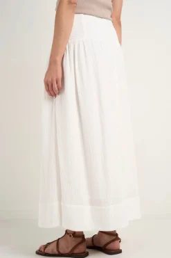 Among the Brave Unwind Ivory Shirred Back Tiered Maxi Skirt